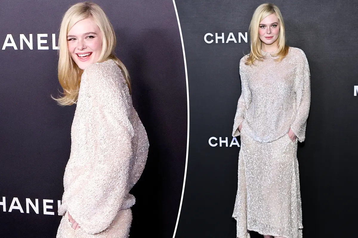 Elle Fanning wears sequin Chanel look from Matthieu Blazy’s first collection to honor Sofia Coppola at MoMA Film Benefit