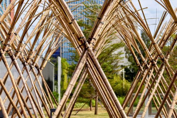 An urban zen garden with large art installations takes over the Hong Kong Palace Museum grounds