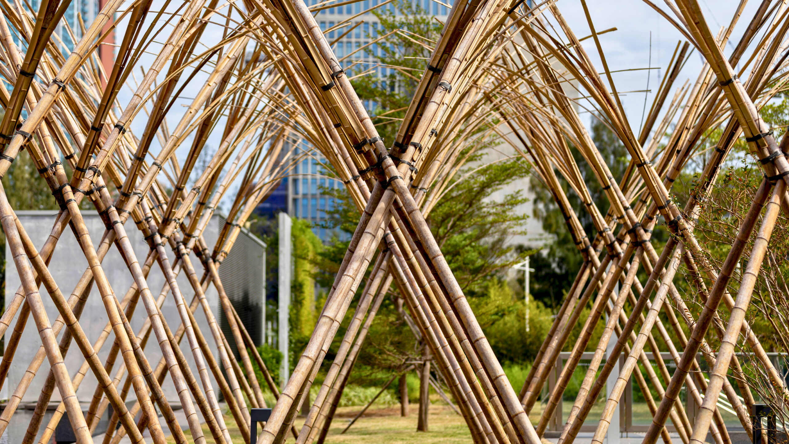 An urban zen garden with large art installations takes over the Hong Kong Palace Museum grounds