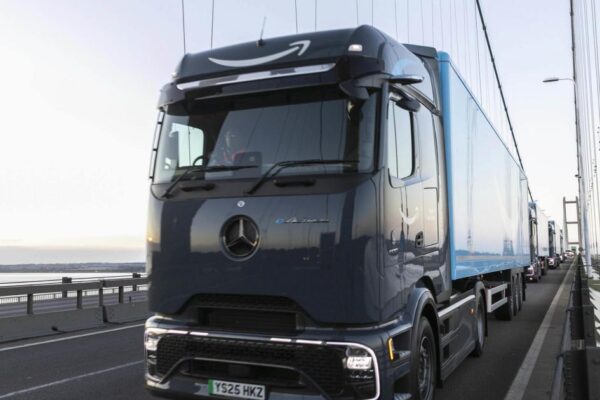 First new Amazon electric heavy goods vehicles hit UK roads