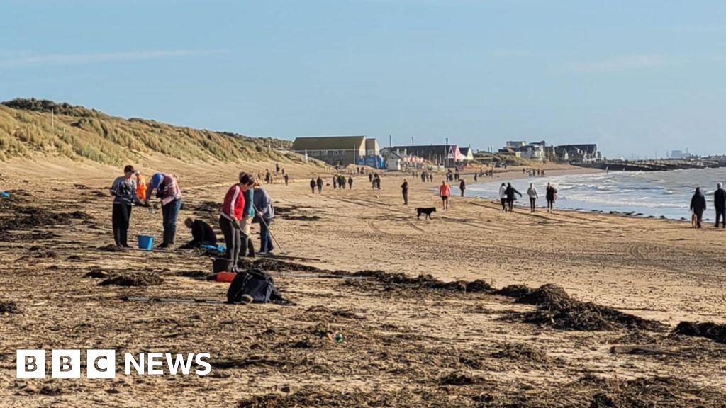 Plastic pellets washed up on Camber beach