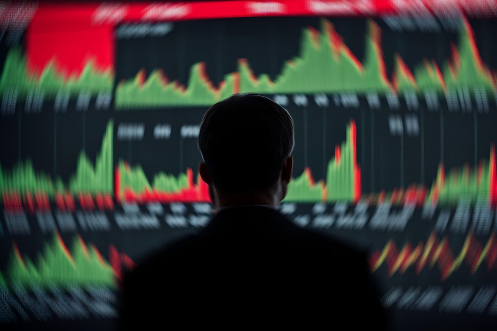 A man looking at a warped stock market chart by AciiiDsgn via Shutterstock