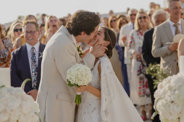 This Fashion Designer Bride’s Wedding Dress Took 3,500 Hours to Craft for Her Ceremony in Greece