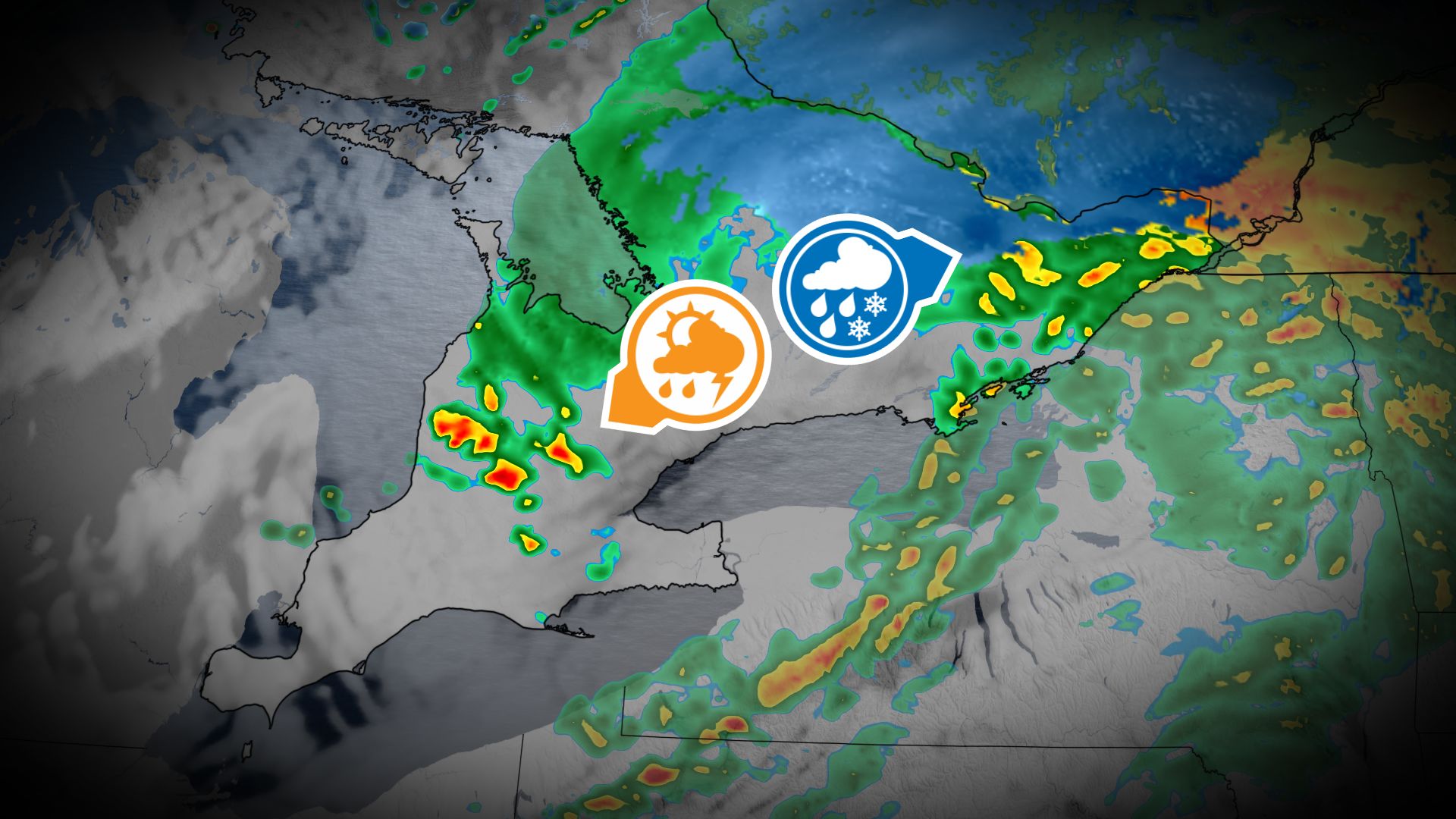Active storm track in Ontario, with wind, rain and even snow