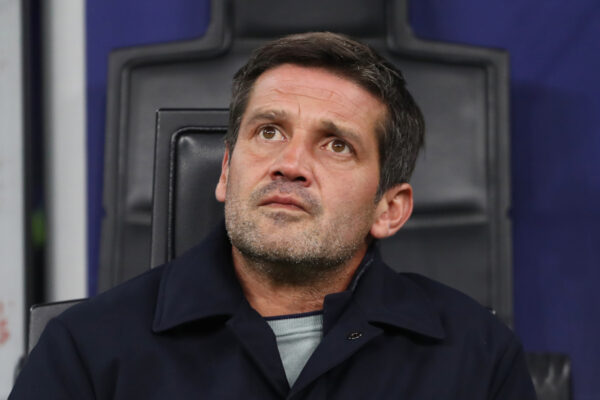 MILAN, ITALY - NOVEMBER 05: Cristian Chivu, Head Coach of Internazionale, looks on prior to the UEFA Champions League 2025/26 League Phase MD4 match between FC Internazionale Milano and FC Kairat Almaty at Stadio San Siro on November 05, 2025 in Milan, Italy. (Photo by Marco Luzzani/Getty Images)