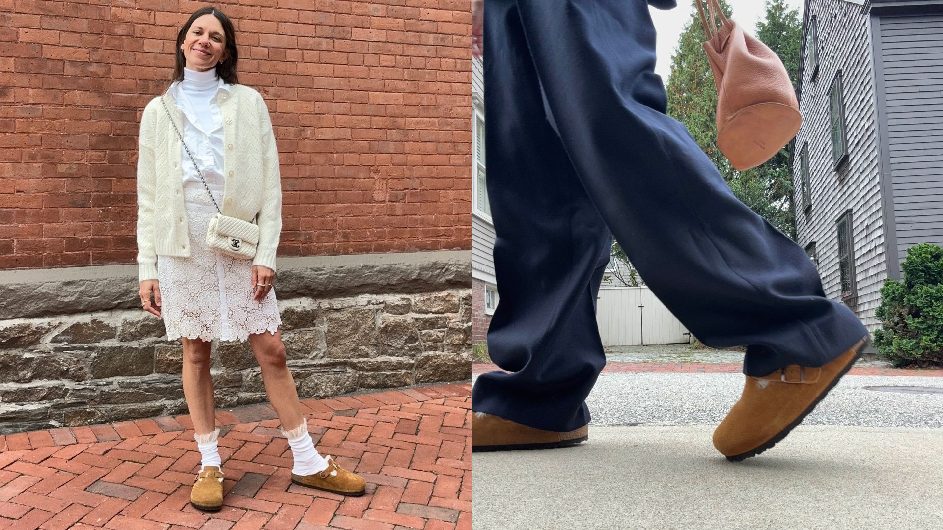 Julia Gall wearing birkenstock clogs