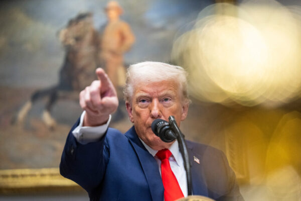 President Donald Trump speaks in the Roosevelt Room of the White House on March 3. Credit: Roberto Schmidt/AFP via Getty Images