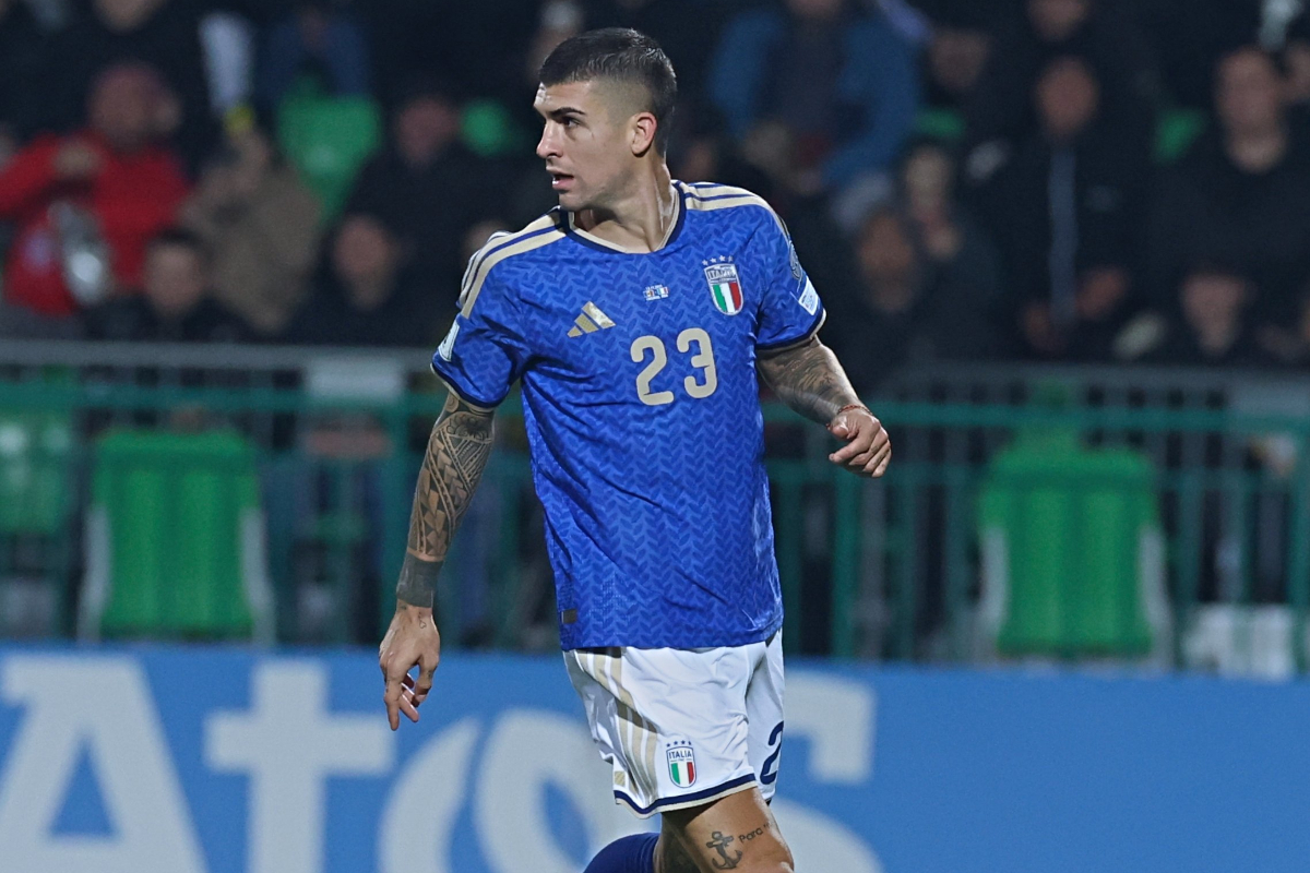 Gianluca Mancini representing Italy in the 2026 World Cup qualifier against Moldova (@azzurri)