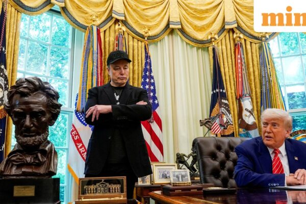 US President Donald Trump and Elon Musk attend a press conference in the Oval Office of the White House in Washington, DC, May 30, 2025.