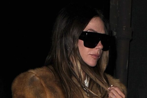 Victoria Beckham Wore Dark Bootcut Jeans in London