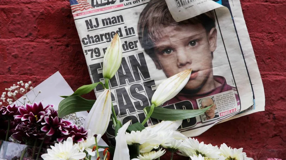 A newspaper with a photograph of Etan Patz is seen on May 28, 2012, at a makeshift memorial in the SoHo neighborhood of New York, where Patz lived before his disappearance on May 25, 1979. - Mark Lennihan/AP/File