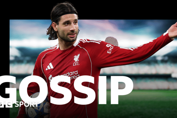 A graphic of Premier League players from every team in the division in 2025-26 season, with the Premier League trophy in front of them.