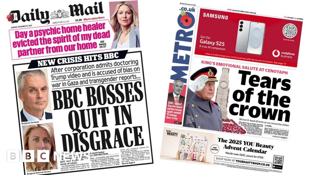 'BBC bosses quit in disgrace' and 'Tears of the crown'