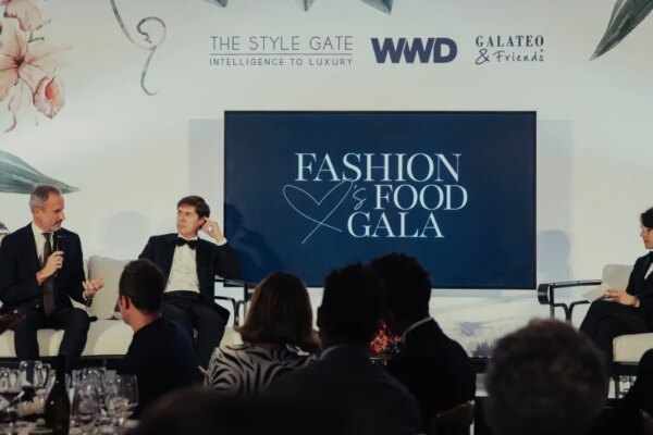 Giampaolo Grossi, Stefano Canali and Martino Carrera at the Fashion Loves Food Gala at Palazzo Parigi Hotel in Milan