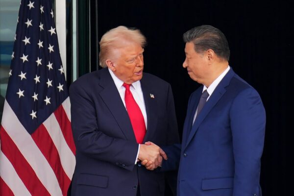 Oct. 30: U.S. President Donald Trump and Chinese President Xi Jinping shake hands as they depart following a bilateral meeting in Busan, South Korea.