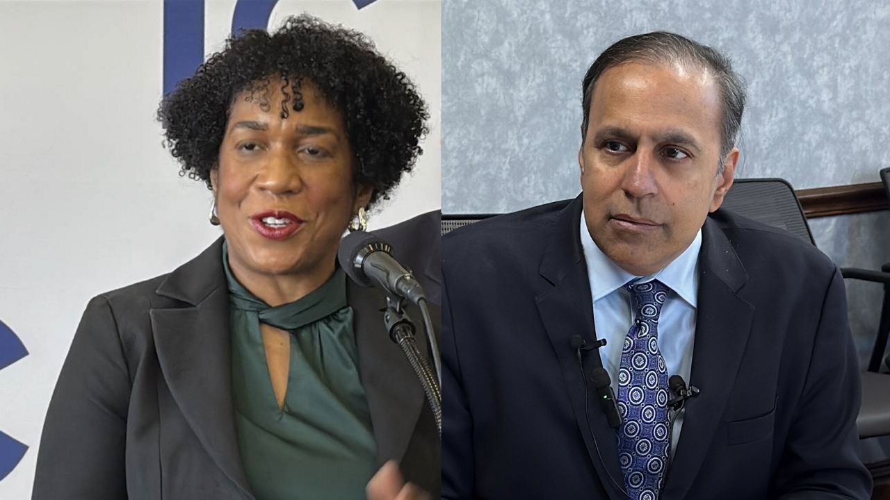 Lt. Gov. Juliana Stratton and Rep. Raja Krishnamoorthi both made U.S. Senate campaign stops in St. Clair County, Ill. Thursday. (Spectrum News/Gregg Palermo)