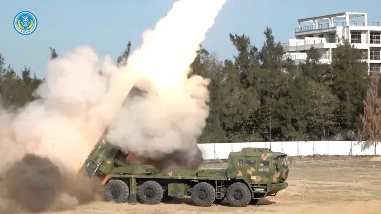 A military equipment of the ground forces takes part in long-range live-fire drills targeting waters north of Taiwan, from an undisclosed location in this screenshot from a video released by the Eastern Theatre Command of China's People's Liberation Army (PLA) on December 30, 2025. Eastern Theatre Command/Handout via REUTERS ATTENTION EDITORS - THIS IMAGE WAS PROVIDED BY A THIRD PARTY. MANDATORY CREDIT. NO RESALES. NO ARCHIVES.