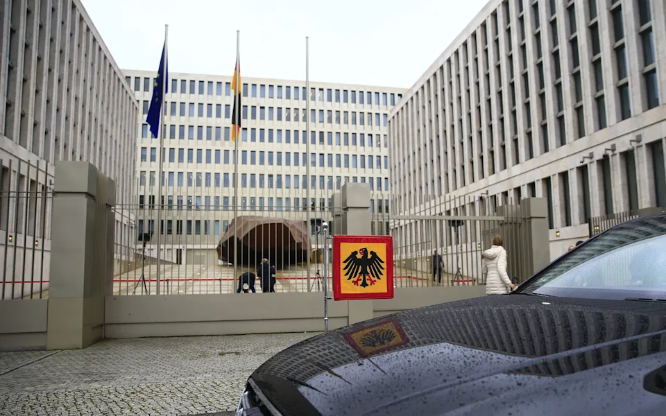 Germany's Federal Intelligence Service (Bundesnachrichtendienst, or BND) building is seen during German President Frank-Walter Steinmeier's visit on November 06, 2019