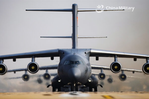 Chinese Y-20 transport aircraft elephant walk