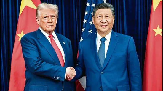 US President Donald Trump with China’s Xi Jinping in Busan in October. (X)