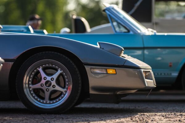 Grey 1985 Chevrolet Corvette on display