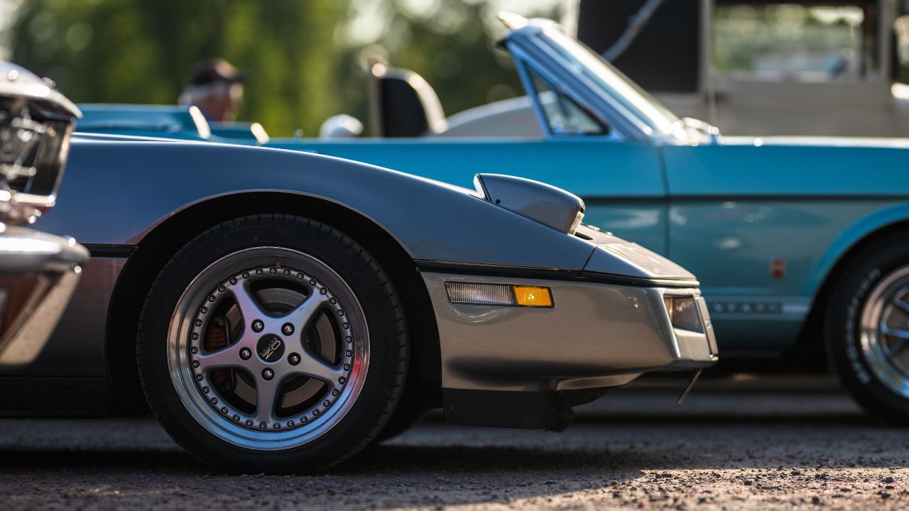 Grey 1985 Chevrolet Corvette on display