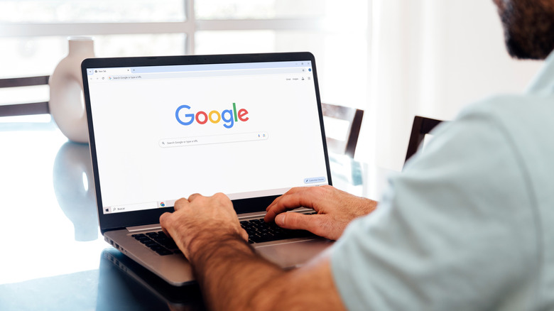 Using Google Chrome on a laptop.