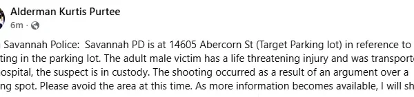 Heavy police presence at Abercorn Street Target; District 6 Alderman confirms shooting