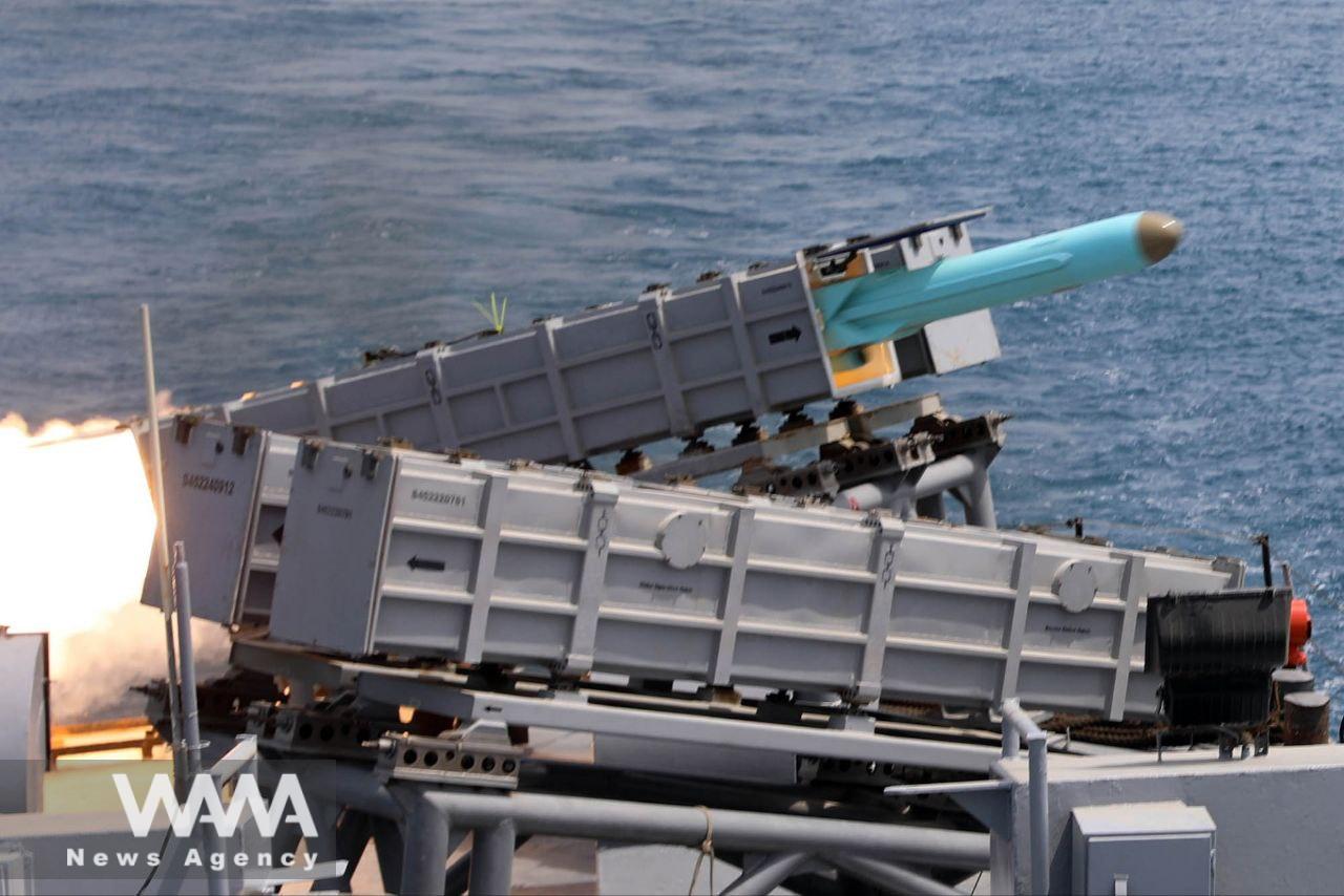 “Eghtedar Paydar 2025” (dubbed in English Sustainable Authority) naval missile drill of the Islamic Republic of Iran Navy. Source: Iran Army PR/ WANA News Agency