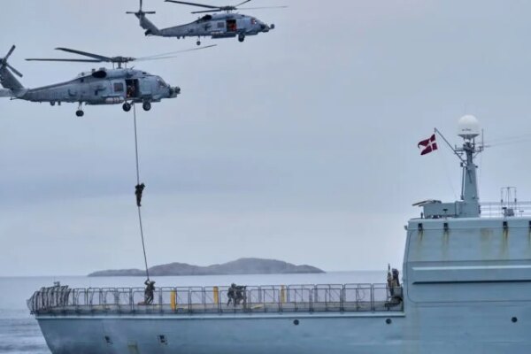 Danish military forces participate in an exercise with hundreds of troops from several European NATO members in the Arctic Ocean in Nuuk, Greenland.