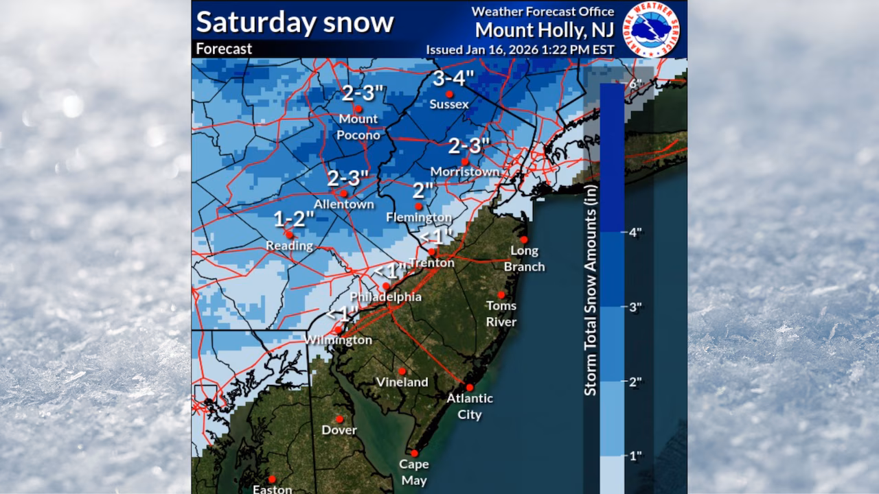 N.J. weather: Snow alerts issued for 4 counties with 2 to 4 inches in forecast