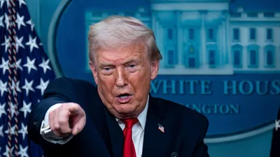 Donald Trump speaks during a news conference at the White House on January 20. (Bloomberg)