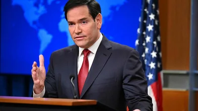 US Secretary of State Marco Rubio gestures as he speaks during an end-of-year press conference in the State Department Press Briefing Room in Washington, DC on December 19, 2025. (AFP)