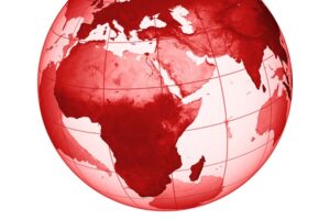 illustration of red and white globe