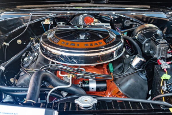 A 426 Hemi Head V8 classic engine in a car