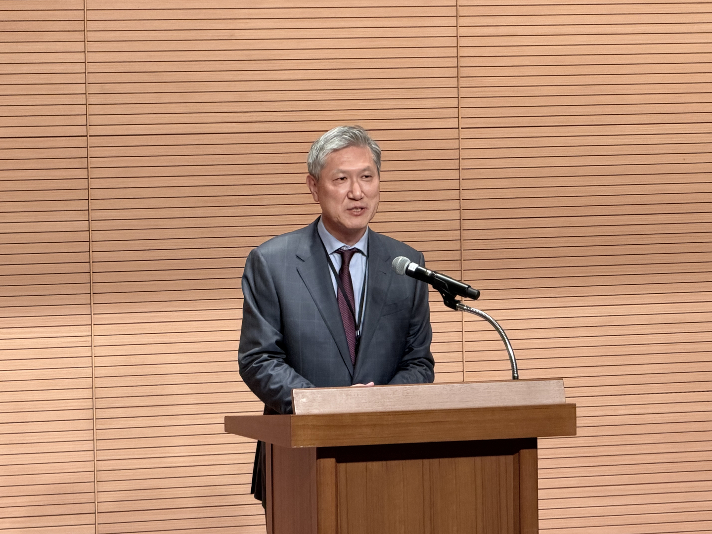 Ro Jae-hun, Korea’s new ambassador to China, outlines his diplomatic ambitions during an inauguration ceremony at the Korean Embassy in Beijing on Oct. 16, 2025. [JOONGANG ILBO]