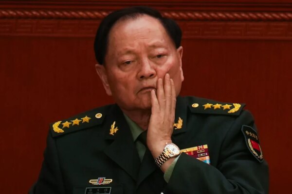 Gen. Zhang Youxia, vice chairman of China's Central Military Commission, with his hand on his chin.