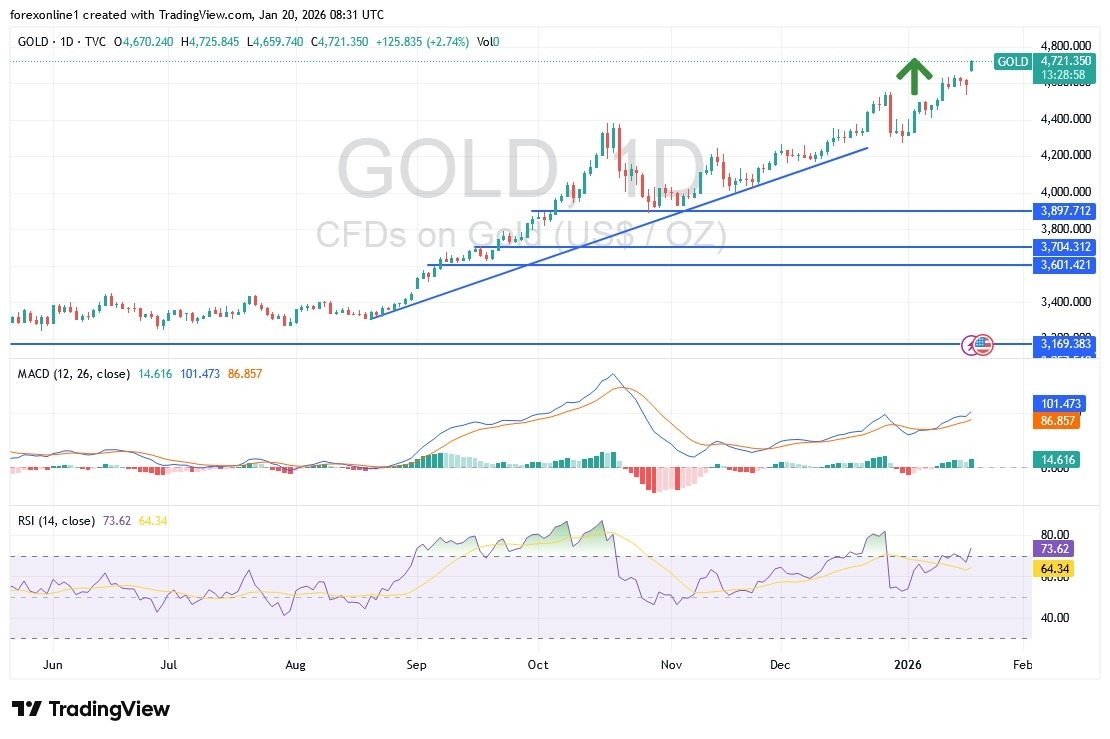 Gold Analysis 20/01: Rise Toward $5,000? (Chart)
