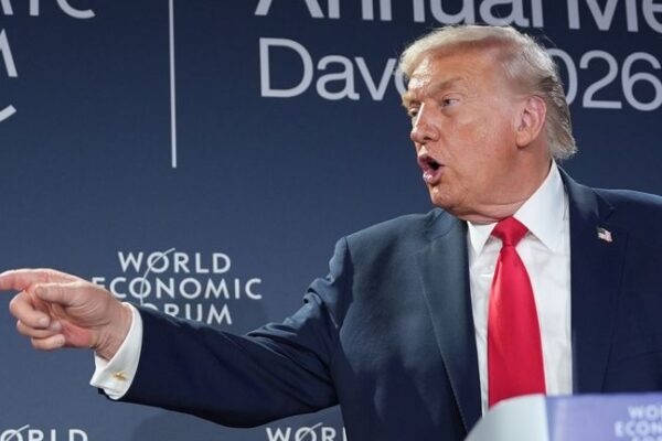 Donald Trump in Davos. Pic: AP