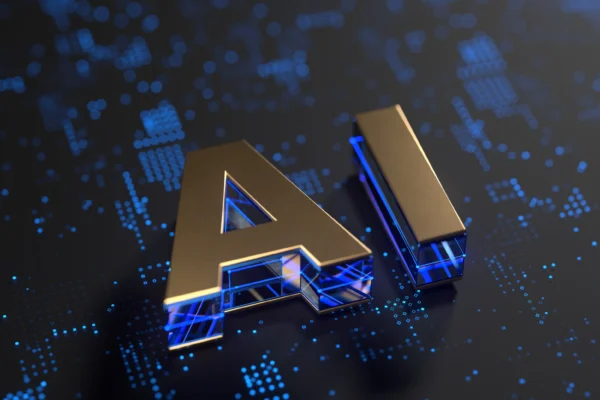 The acronym AI written on a circuit board.