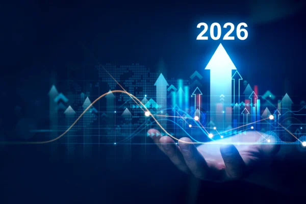Arrows in blue pointing upward toward the number 2026.