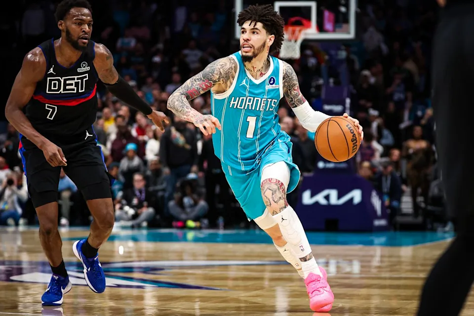 Lamelo Ball during a game against the Detroit Pistons at Spectrum Center on Feb. 9, 2026 in Charlotte, North Carolina David Jensen/Getty 