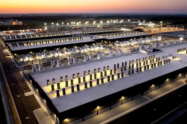 FILE PHOTO: An Amazon Web Services AI data center in New Carlisle, Indiana, U.S., October 3, 2025. REUTERS/Noah Berger for AWS/File Photo