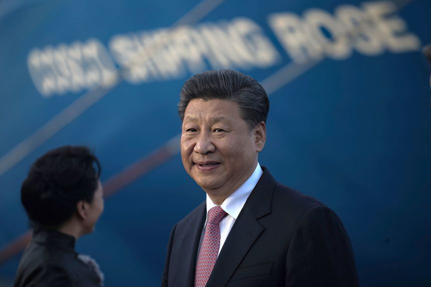Chinese leader Xi Jinping stands at the Cocoli locks in the Panama Canal during a state visit in 2018.