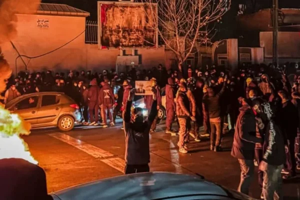 Iranians gather while blocking a street during a protest in Tehran, Iran on January 9, 2026. The nationwide protests started in Tehran's Grand Bazaar against the failing economic policies in late December, which spread to universities and other cities (credit: MAHSA/Middle East Images/AFP via Getty Images)