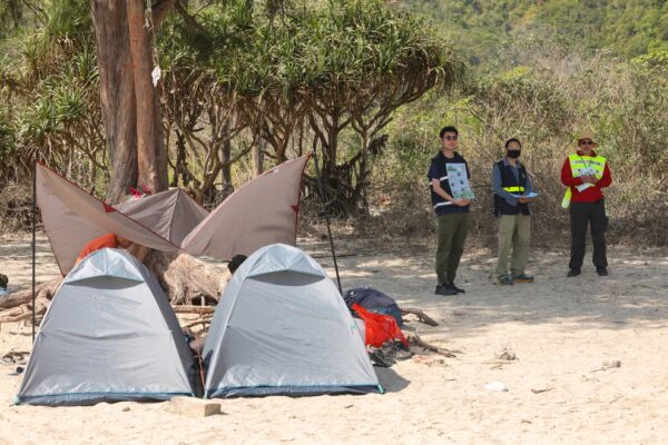 Government staff are stationed at Sai Wan Campsite. Photo: Edmond So