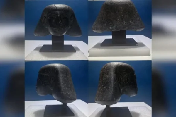 The 3,500-year-old stone head stolen from Luxor, Egypt, during the Arab Spring, February 8, 2026. (credit: Dutch Government Information and Heritage Inspectorate, Education, Culture, and Science Ministry. )