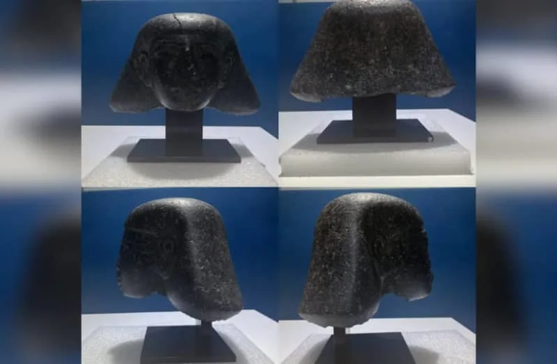 The 3,500-year-old stone head stolen from Luxor, Egypt, during the Arab Spring, February 8, 2026. (credit: Dutch Government Information and Heritage Inspectorate, Education, Culture, and Science Ministry. )