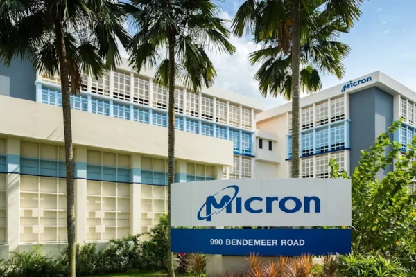 Micron Technology board outside company headquarters.