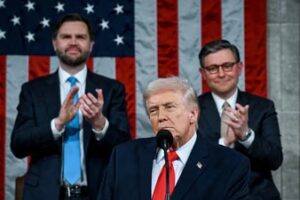 President Trump delivering the first State of the Union address of his second term.